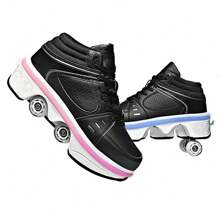 preyrocbirds Scarpe con rotelle, Pattini a rotelle per Bambini, Pattini LED Luce per Ragazzi e Ragazze, Scarpe con Automatiche Rotelle Retrattile, Outdoor Multisport Scarpe da Skateboard, EU-38