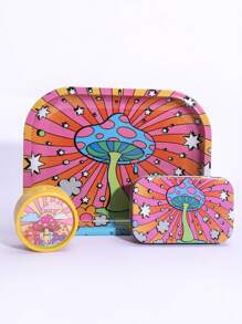 3 Pieces Set, Entry-Level Set With Multiple Prints - Including Metal Rolling Tray, Grinder, And Iron Box, Stylish Design, Perfect Gift For Halloween And Christmas!