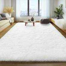 Area Rugs For Living Room, Large Fluffy Cream White Rug For Bedroom, Soft Shag Shaggy Fuzzy Carpets For Boys And Girls Dorm Room Home Decor - Kem Trắng - Xem 3