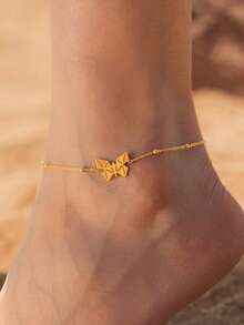 1pc Minimalist Butterfly Anklet, Suitable For Women's Daily, Festival, Party, Vacation Wear, Great Simple Gift For Friends, Love Ones, Mothers - style two - View 1