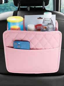 1pc Customized Logo Car Seat Back Storage Bag, Multi-Functional Hanging Organizer Box For Automotive Interior Accessories - Multicolor - View 5