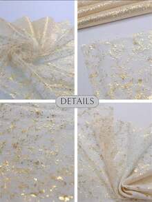 1pc Gold Table Runner, Seasonal Table Decor For Spring/Summer, Sheer Chiffon Gold Table Runner, Gold Party Table Decoration For Wedding, Birthday - Gold - View 6