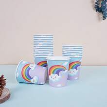 68/10/Set, Rainbow Cloud Themed Party Supplies, Disposable Party Plates, Party Paper Plates. Includes 7-Inch Plates, 9-Inch Plates, Paper Cups, And Tissue Sets. Suitable For 16 People, Picnic Supplies, Birthday Parties, Camping, Decoration, And Celebration Events. Party Gifts, Bridal Gifts, Rainbows, Clouds - Nhiều màu - Xem 4