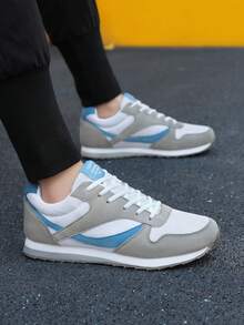 Autumn Mesh Thick Sole Casual Sports Sneakers , Fashion Versatile Simple Comfortable Shoes - White and Blue - View 2