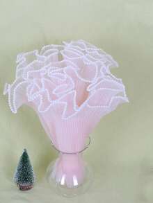 1 件珍珠边鲜花包装网纸，韩式花店花束包装网，韩式鲜花包装网纸卷，情人节褶皱波浪花束包装网 - 透明花卉包装，可切割装饰纱线，适用于花店、婚礼、鲜花包装 | 多功能花卉包装，适用于婚礼、生日、情人节 | 带有优雅珍珠装饰的礼品和花束用品 - 彩色 - 查看 10