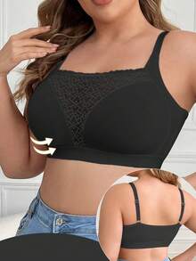 Damen Große Größen Spitze Einsatz bügelloser BH, Weiche und bequeme Wäsche