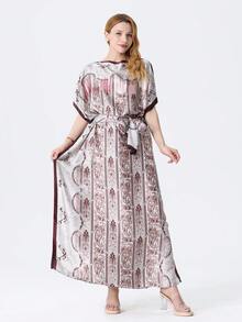 1pc Women Beach Accessories Spring/Summer New Striped Floral Printed Beach Bikini Cover-Up Sunscreen Shawl Satin Robe + Headscarf Set, Suitable For Travel And Daily Use - Multicolor - View 25