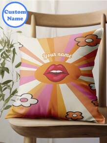 1pc Nome Personalizado Impresso DIY Fronha, Personalizado Single-Side Printed Pillow Cover Para Família, Crianças, Animal de Estimação, Amigos. Perfeito Para Casamento, Festival, Festa, Dia das Mães, Dia dos Pais, Ação de Graças, Sala de estar Sofá, Quarto Capa de Almofada Decorativa