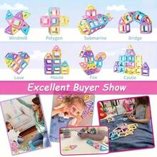 Big Size Macaron Magnetic Designer Construction Set Model & Building Toy Magnets Magnetic Blocks Educational Toys For Kids Birthday Gifts Random Color.(Size:2.56inch) - Multicolor - View 6