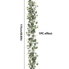 1pc Eucalyptus Garland Lush Silver Dollar Eucalyptus Leaves Boxwood Artificial Faux Greenery Garland Vines For Baby Shower Wedding Party Table Runner Room Home Mantle Decor