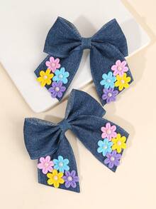 2 peças de presilhas de cabelo com laço de flores, grampos de cabelo de jacaré de tecido, acessórios de cabelo fofos para mulheres, amigas, presentes de primavera e verão