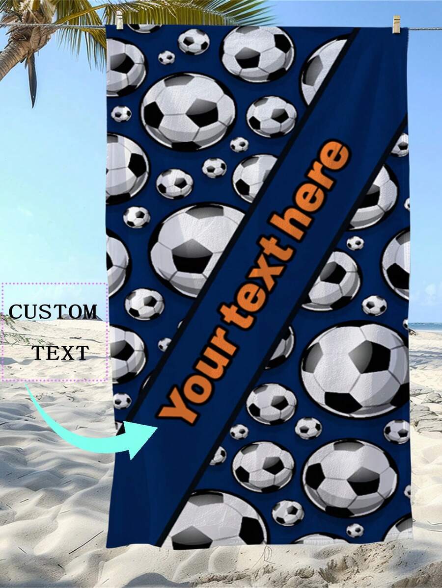 This Football-Themed Beach Towel Uses Digital Printing, Supports Personalized Text Customization, With Reinforced Edging Stitching, And Single-Sided Printing That Won't Fade. Suitable For Summer Sports Fans' Outdoor Gatherings, Beach Activities, Camping Mats Or Commemorative Gifts, Perfectly Showcasing Football Passion And Exclusive Personalized.