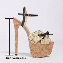 2025 Cm High Heel Bohemian Party Sandals With Fabric Applique, Elegant And Comfortable Summer Heels