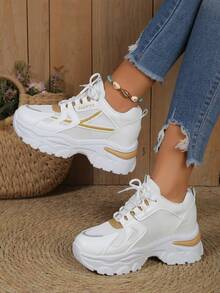 女春秋季厚底加高防水厚底運動鞋 - 卡其色 - 查看 4