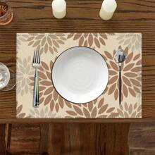 A Set Of 4/6pcs Spring And Summer Placemats Designed With Colorful Spring Flower Patterns, Woven From 100% Polyester Fiber, Machine Washable Polyester Placemats With Multiple Color Patterns To Choose From, Heat-Resistant, Stain Resistant, Waterproof, Easy To Clean, Suitable For Coffee Table Decoration, Holiday Party Decoration, Table Protection, Kitchen And Living Room Decoration