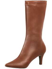 GiGiL Women's Stretch Boot Pointed Toe Mid-Calf Comfortable Elegant Classic Casual Party - 駝色 - 查看 3