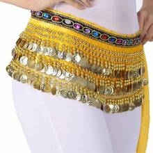 Outfits Belly Dance Glitter Sequins Tassel Skirts, Fashionable Dancing Waist Belt Skirts For Bellydance - Multicolor - View 12