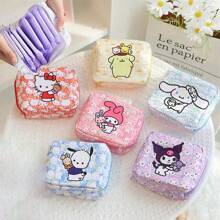 1 pieza Bolsa de cosméticos mini de estilo kawaii de Sanrio, neceser portátil y lindo para maquillaje, juguetes, almacenamiento de viaje, organizador de maquillaje de gran capacidad para lápiz labial, brochas, cuidado de la piel, teléfono, monedas, artículos pequeños, para el hogar, regalo, vacaciones, Halloween, Navidad, estilo bohemio