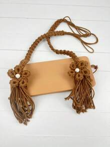 Altalena per neonati in stile macrame bohémien realizzata a mano, amaca in legno intrecciata a mano in stile rosa, accessori per servizi fotografici in stile vintage blu amaca in stile country per studio fotografico