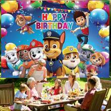 Paw Patrol Authorize 1PC Paw Patrol Cartoon Theme Birthday Party Decoration Hanging Cloth Wall Decoration 210 * 150/150 * 100/100 * 75CM Colorful Balloons Banner Ryder Archie Maomao Tiantian Zhuzhu Puppy Flash Wall Decoration Theme Birthday Party Background Cloth Banner Photo Booth Photo Decoration Background Cloth Studio Live Venue Decoration Party Supplies