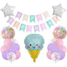 Summer Party Ice Cream & Donut Foil Balloons, 5-Pointed Star Decorative Balloons