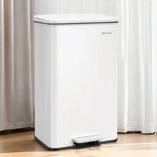 SONGMICS Kitchen Trash Can, 10.5 Gallon (40 L) Garbage Can, Large Step Trash Bin With Lid, Stainless Steel, Soft Close, 15 Trash Bags Included - 白色 - 查看 3