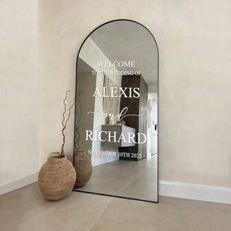 Welcome To Our Wedding Entry Sign, Custom Vinyl Decal Sticker For Mirrors, Wedding Decor, Custom Welcome Wedding Signs - ROMANTIC SOIREE, Multi-Functional, Adjustable, Anti-Mold, Ornamental, Adhesive, Reusable, Cute, Stylish, Adorable, High-Quality, Ideal Gifts For Her, Her, Boyfriend, Girlfriend, Dad, Mom, Family, Friends, Son, Daughter, Kids, Kitchen, Dining Room, Bedroom, Office, Living Room, Home, Tea Room, For Anniversaries, For Birthdays, For Housewarming, Customized Wall Stickers, Chic Autumn, Home & Living, Haunt Your Home, Souvenirs, Reusable, Adorable, High-Quality