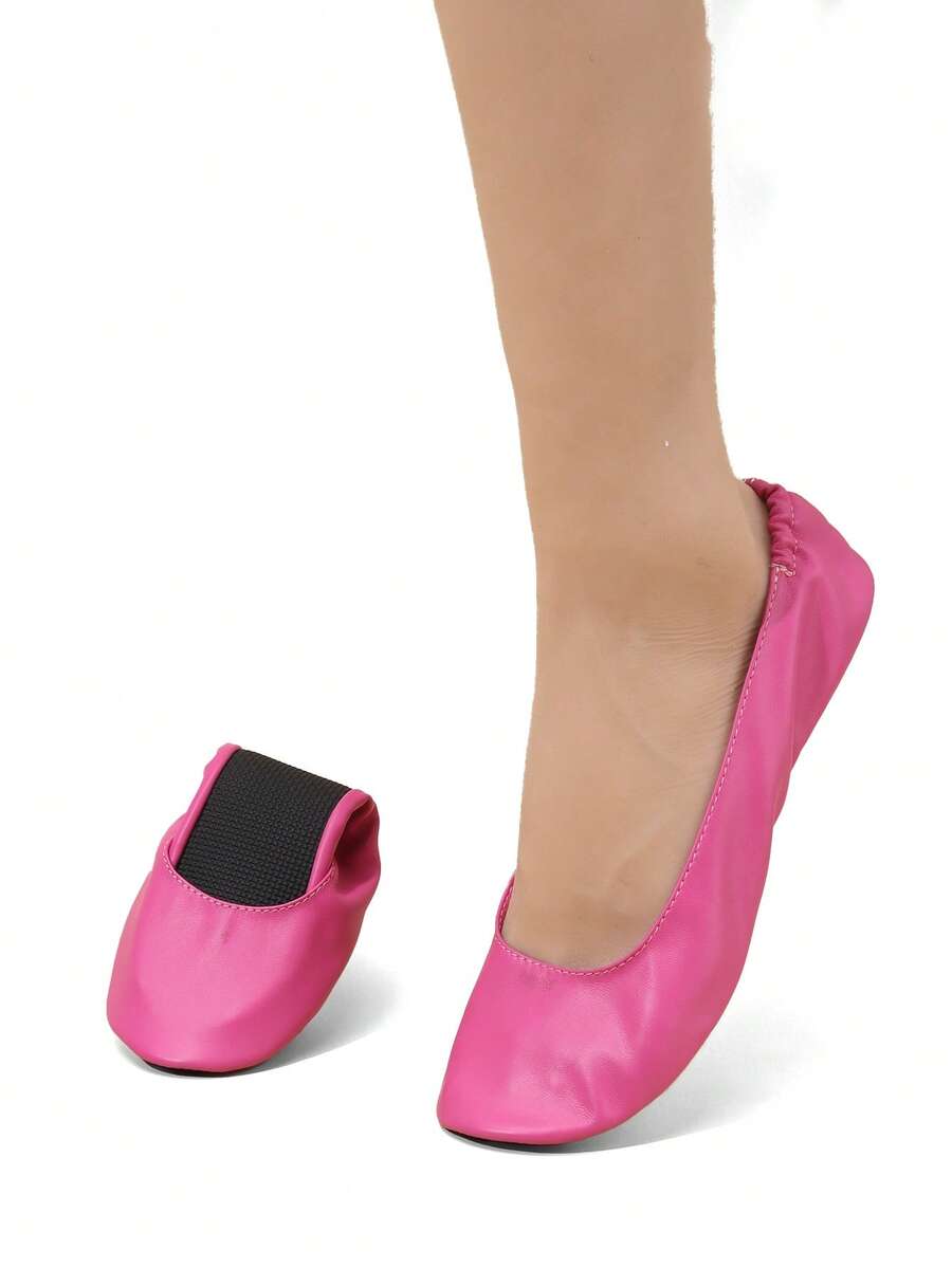 女士时尚休闲柔软舒适百搭经典可折叠一脚蹬舞鞋，适合室内穿着