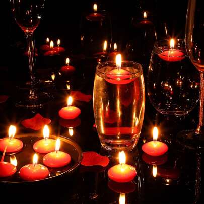 10pcs Floating Candles, Smokeless Single Wick - Suitable For Romantic Atmosphere And Decoration, Ideal For Valentine's Day, Christmas, Thanksgiving, Mother's Day, Father's Day Celebrations, Red Festival Candles