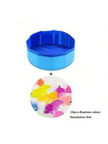 10/11pcs Colorful Realistic Floating Goldfish, Foldable Kitten Water Bath Toy Set, Random Color Plastic Fish Aquarium Decorations, Cat Bathing Playset