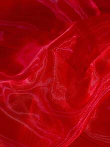1 pieza de Tela de gasa transparente roja, gasa brillante y sedosa transparente, para manualidades de vestidos de novia, decoración nupcial - Rojo - Ver 5