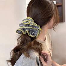 1 Stück extra großer karierter Rüschen-Mehrschicht-Scrunchie, romantischer Vintage-Ballett-Stil Messy Bun Haarteil, geeignet für täglichen Gebrauch Scrunchies Haargummis Scrunchy Haargummis