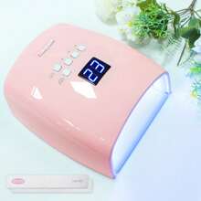 Lámpara UV recargable de 66 W con doble fuente de luz UV/LED, 2 limas de uñas, asa incluida, portátil e inalámbrica, para uñas de gel (rosa)