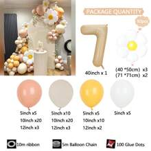 40" Caramel Number Balloon Set, Daisy Flower Balloon Set, Suitable For Wedding, Birthday Party, Anniversary