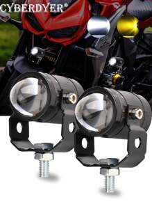 CyberDyer 2 szt. Dwukolorowy reflektor LED do motocykla, 20 W wodoodporny reflektor motocyklowy, żółto-biały dwukolorowy reflektor z wiązką światła Hi/Lo do motocykla, samochodu ciężarowego, ATV, terenowego SUV-a, uniwersalnej lampy roboczej - zestaw akcesoriów motocyklowych (sparowany, bez baterii)