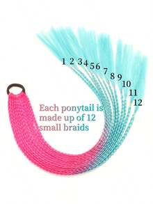 2-Pack Handwoven Colored Ponytail Wig 24-Inch Rubber Band Colored Braid Hair Extensions Ladies Party Role Play Holiday Dress Stage Show Accessories Three-Strand Braid Wig - S29 - 查看 2
