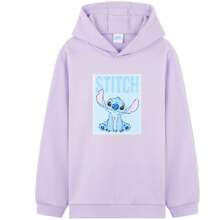 Disney Stitch Hoodie Reversible Sequin Design Soft Hooded Sweatshirt Fashion Jumper Pullover Gift - Purple - View 1