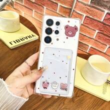 Multi-Functional Plush Bear Phone Case With Card Slot, Compatible With Galaxy S25, S24 ULTRA, S24 FE, S25 ULTRA, Galaxy A36, A56, S23 Ultra, TECNO SPARK GO 2024, POP8, SPARK20C, SPARK20, POVA6, POVA6 PRO 5G, POP9 4G, SPARK GO1, SPARK GO 2025, Shock Proof, Card Holder Design, Suitable For Student ID, Credit Card, ID Card Storage