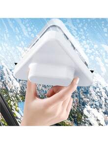 1 Limpiador magnético de ventanas reversible para edificios de gran altura, limpiador de vidrio con imán potente para sala de estar, dormitorio, baño - Material de plástico - Blanco - Ver 2