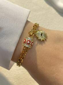 1 pièce Stylever Bracelet à pendentif œil de diable, bracelet perlé, chaîne en acier inoxydable pour les femmes et les filles