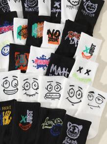 20 paia di calze elastiche sopra il ginocchio con stampe graffiti di moda streetwear, sportive e da skate, per adolescenti