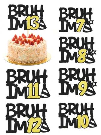 Décoration de gâteau pour 7/8/9/10/11/12/13 ans, décoration de gâteau d'anniversaire noire et dorée "Joyeux anniversaire", décorations de gâteau pailletées pour fête d'anniversaire, fournitures de décoration de gâteau