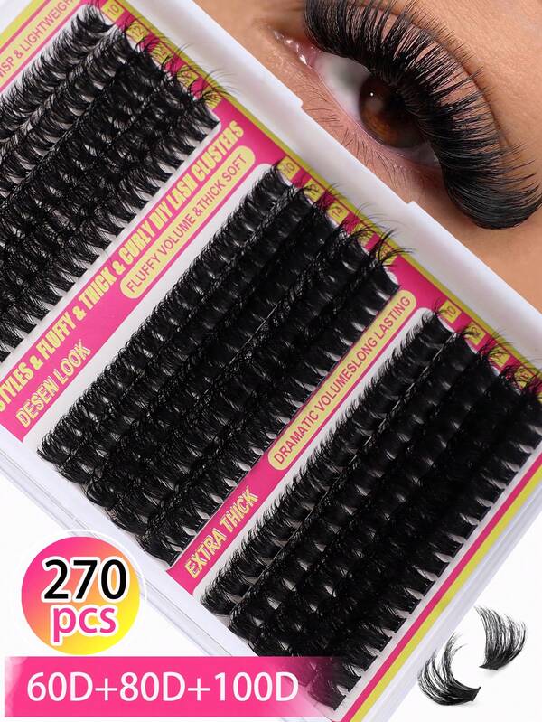 Lash Cluster 60D+80D+100D Personalized Lashes Volume Lash Cluster D Curl Lash Cluster 270pcs/280Pcs Personalized Lashes 9-18MM Wispy Cluster Lashes D Curl Lash Cluster Soft Fluffy Texture Personalized Lashes Volume Lash Cluster Wispy Individual Lashes Russian Eyelash Extensions DIY Waterproof Eyelashes Individual Colored Eyelashes From, Use In Daily Life, Festivals, Parties, Music Festivals, Gifts For Family And Friends. Lash Clusters,Eye Lash Clusters,Individual Eyelashes,Lashes,Fake Lashes