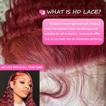 28 Inch 99j Burgundy Lace Front Wigs Human Hair  Deep Wave Lace Front Wigs Human Hair Pre Plucked Red Curly Human Hair Wig 13x4 HD Colored Frontal Glueless Wet And Wavy Loose Deep Wave - S99J - View 7