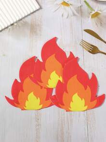 20 件消防员主题派对餐巾，6.3 英寸，火焰设计一次性餐巾，适用于生日派对、节日庆典、消防车主题派对用品 - 彩色 - 查看 3