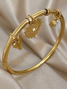 1pc/2pcs Vintage Evil Eyes Heart Bracelet Simple Thin Bracelet For Women Rhinestone Pendant Stainless Steel Bracelet For Christmas Birthday Daily Party Jewelry