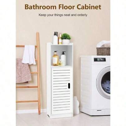 3 Tier Bathroom Storage Cabinet Floor Standing Display Cabinet Home Storage Furniture Organizer Unit For Office Living Room Kitchen Entryway White (Three-Layer)