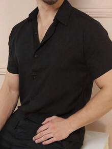 Men's Short Sleeve Shirt Premium Quality Light And Fresh Fabric Easy To Iron - Dark Grey - View 1
