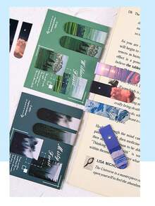 2/16 piezas Marcapáginas magnéticos con paisaje romántico, cielo azul y bosque, mini clips de página, marcador de libros, regalo de lectura único, útiles escolares, de vuelta a clases - Multicolor - Ver 9