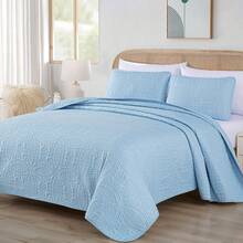 Austin Oversized Bedspread Set 3-Piece Ultrasonic Quilted Soft Lightweight Microfiber Coverlet For All Season - 青年布藍 - View 2